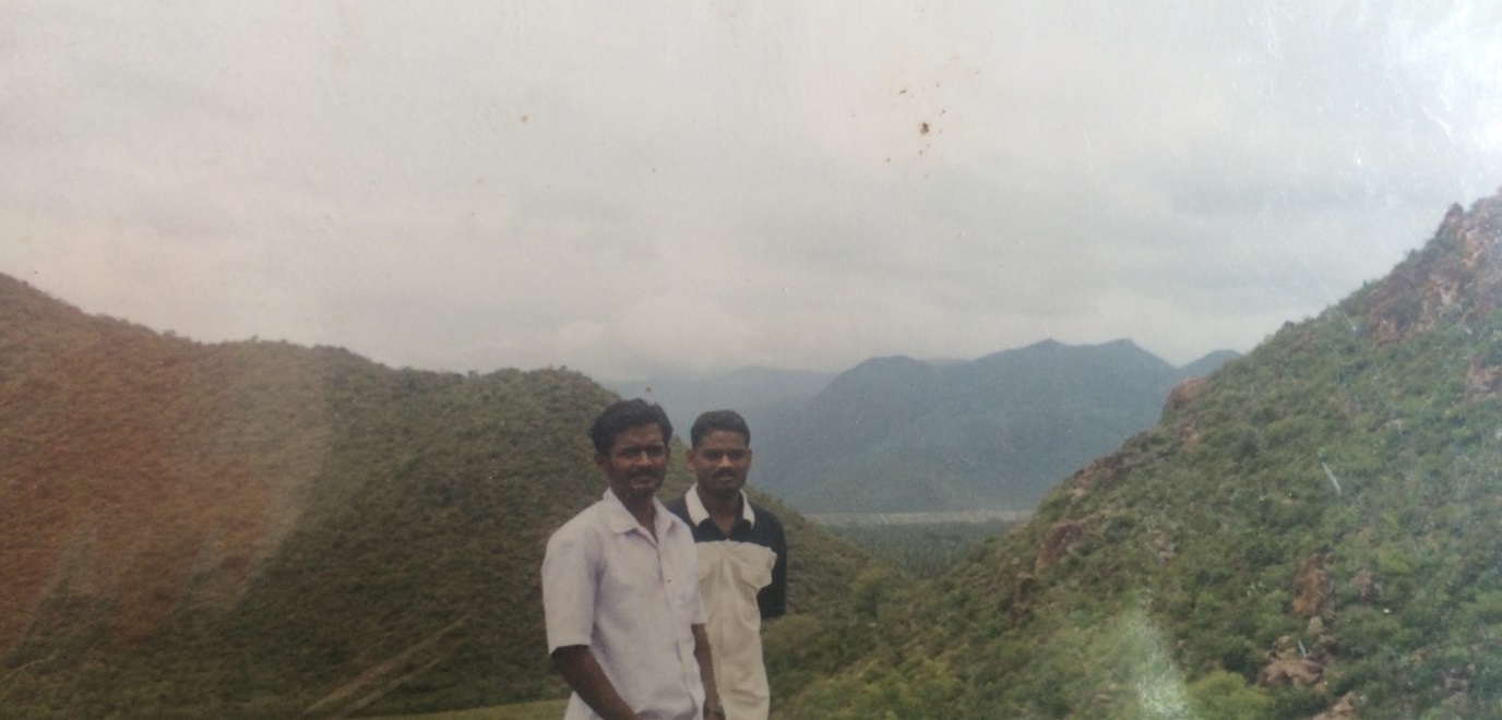 Siva and his friend on a stroll in the hills, Pappireddipatti